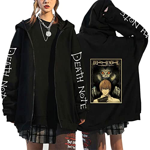 AllMonyba Death Note Reißverschluss Hoodie Männer Frauen Mit Kapuze Streetwear Harajuku Japanische Anime Grafik Reißverschluss Sweatshirt Mode Jacke Oberbekleidung von AllMonyba