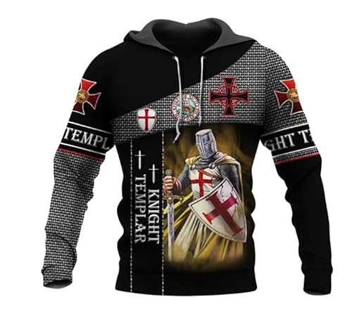 AllMonyba Herren Tempelritter Kreuzritter Muster Hoodie 3D Digital gedruckt Mode Plus Größe Sweatshirt mit Kapuze Pullover von AllMonyba