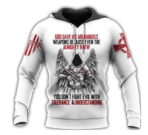 AllMonyba Herren Tempelritter Kreuzritter Muster Hoodie 3D Digital gedruckt Mode Plus Größe Sweatshirt mit Kapuze Pullover von AllMonyba