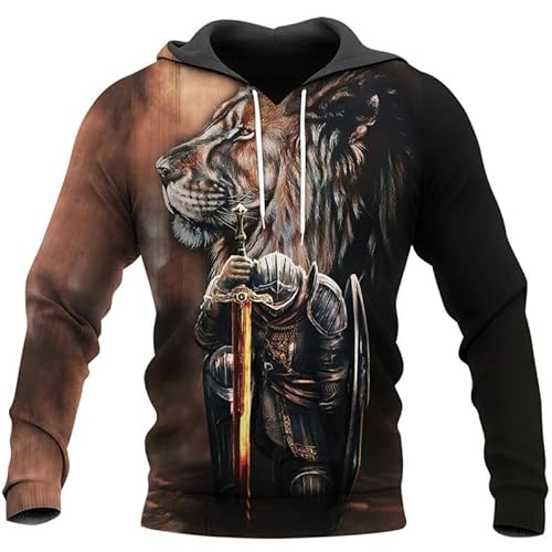 AllMonyba Herren Tempelritter Kreuzritter Muster Hoodie 3D Digital gedruckt Mode Plus Größe Sweatshirt mit Kapuze Pullover von AllMonyba