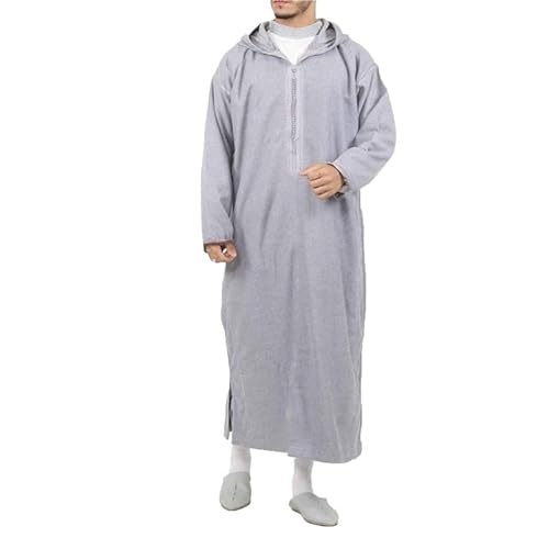 AllMonyba Streifen Gedruckt Muslimische Robe Herren Kapuze Thobe Jubba Arabisch Loose Lange Ärmel Dubai Saudi Kaftan Männer Kleidung von AllMonyba