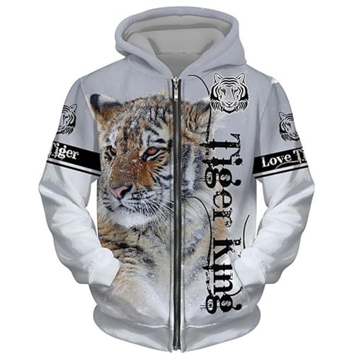 AllMonyba Tier Tiger 3D gedruckt Männer Reißverschluss Hoodie Herbst Unisex Zip Up Casual Sweatshirt Jacke von AllMonyba