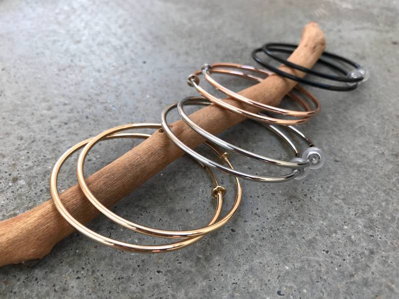 50mm Creolen, Clips Creolen Roségold Schwarz Gold Silber Farbe, Ohrclips, 5cm von AllMyLadies