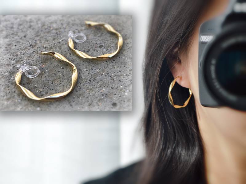 Gedrehte, Unsichtbare Creolen Zum Anklipsen, Goldfarbene Clips-Creolen, Nicht Durchstochene Ohren, Creolen von AllMyLadies
