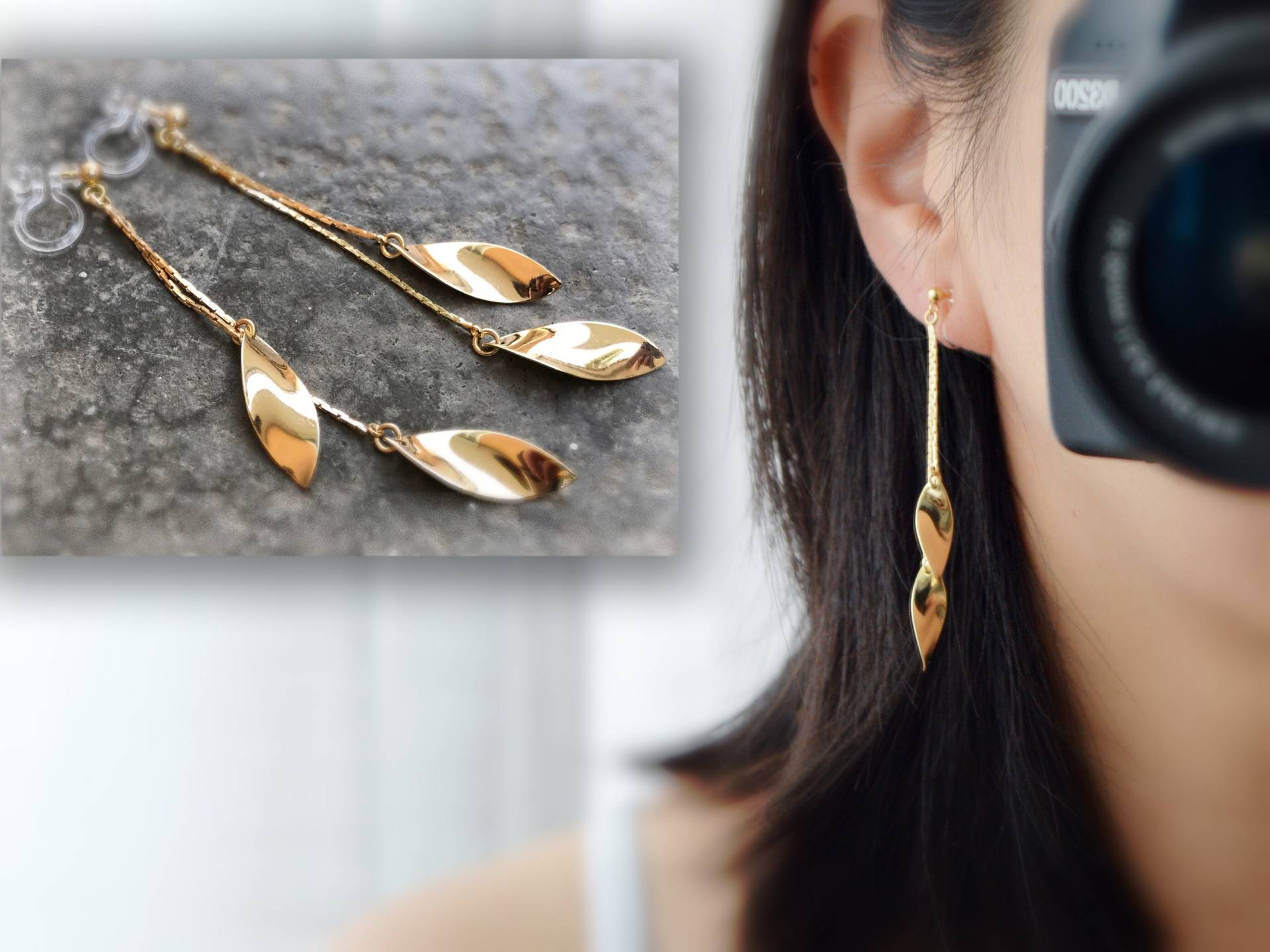 Lange, Unsichtbare Ohrclips Mit Blattgoldquaste, 18 Karat Vergoldet. Schmuckgeschenke Für Jeden Tag Sie Lange, Unsichtbare Ohrclips Mit Blattgoldquaste, 18 Karat Vergoldet. Schmuckgeschenke Für Jeden Tag Sie von AllMyLadies
