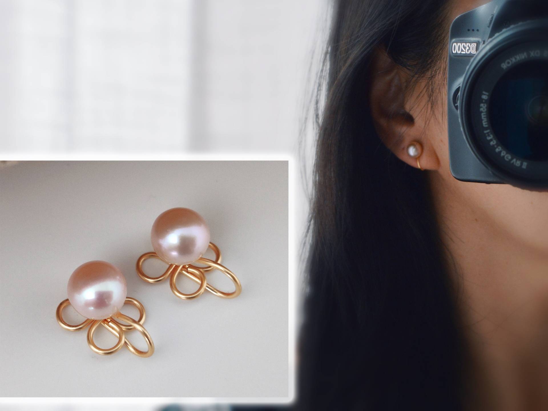 Schmerzlos Clips U-Ohrringe in Form Eines Vierblättrigen Kleeblatts, Rosa Süßwasserperle. Zarte Locken Schmerzlos Clips U-Ohrringe in Form Eines Vierblättrigen Kleeblatts, Rosa Süßwasserperle. Zarte Locken von AllMyLadies