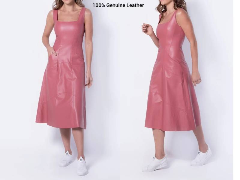 Handgemachtes Damen Lammfell Lederkleid, Lederoutfit, Plus Size Kleid, Echtleder Partykleid von AllRegionsFashion