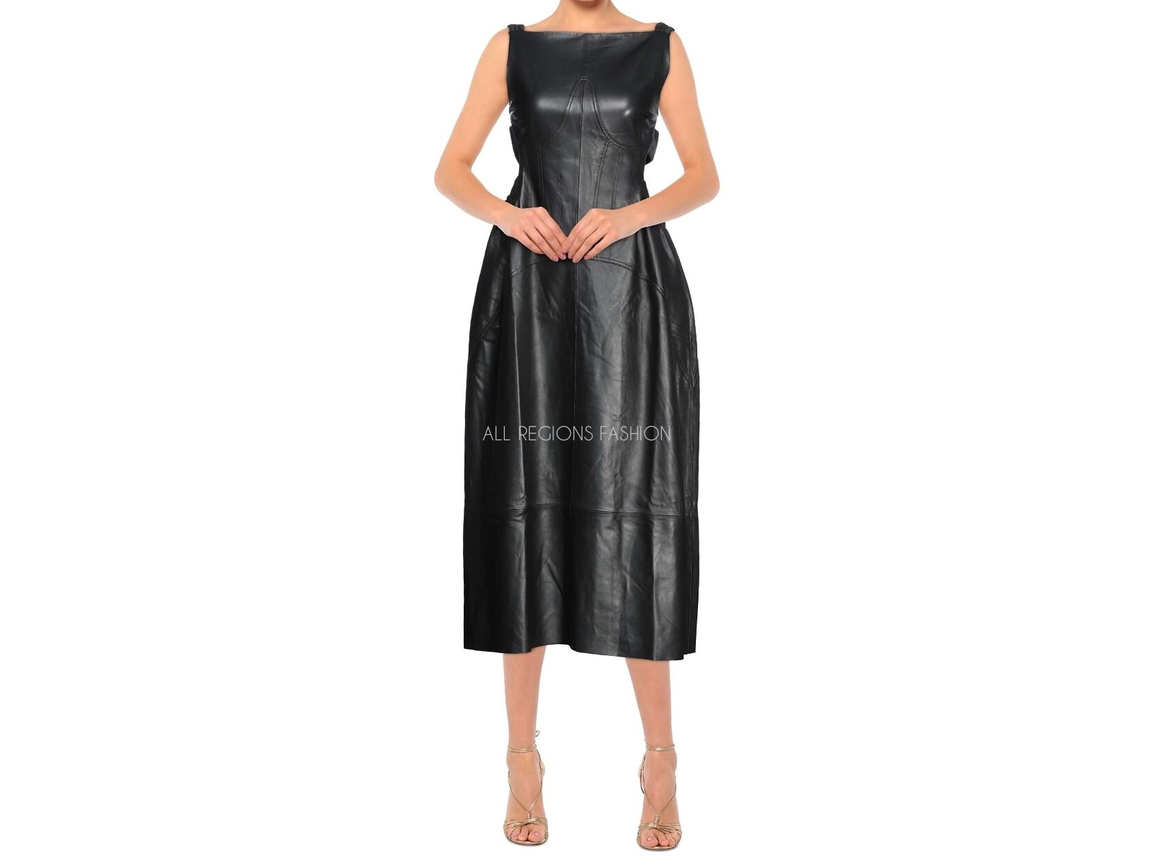 Handgemachtes Damen Lammfell Schwarzes Lederkleid, Lederoutfit, Plus Size Kleid, Echtlederkleid, Partykleid von AllRegionsFashion