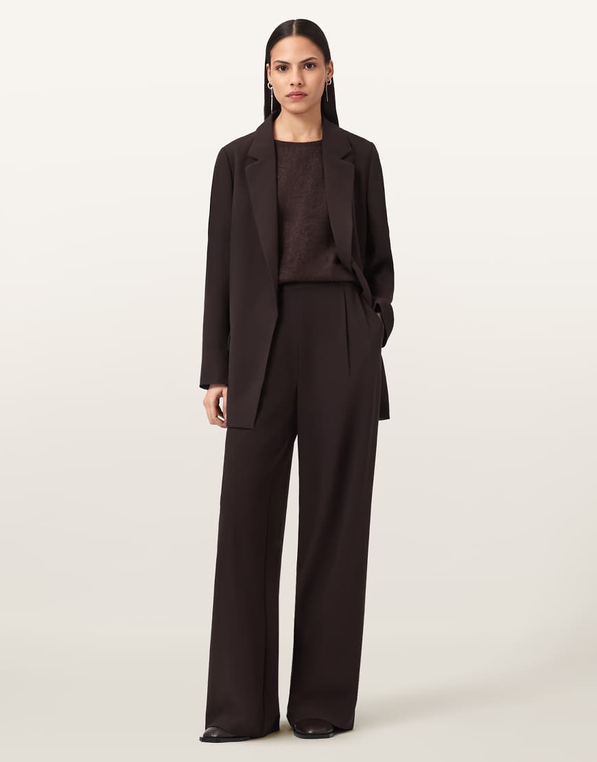 AllSaints - Aleida - Hose in Ochsenblutrot mit weitem Bein von AllSaints