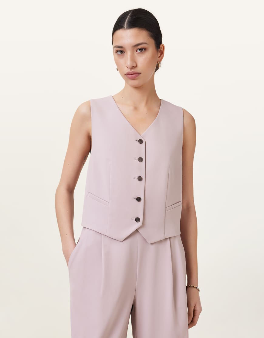 AllSaints - Aleida Tri - Weste in Mauve-Kreiderosa von AllSaints