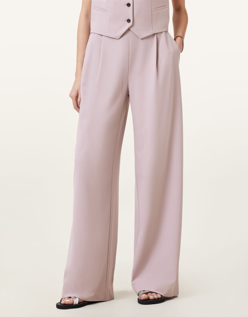 AllSaints - Aleida - Weit geschnittene Hose in Mauve-Kreiderosa von AllSaints