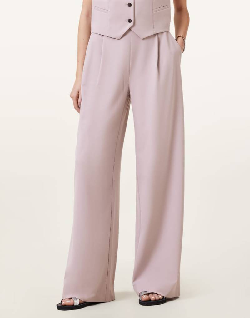 AllSaints - Aleida - Weit geschnittene Hose in Mauve-Kreiderosa von AllSaints