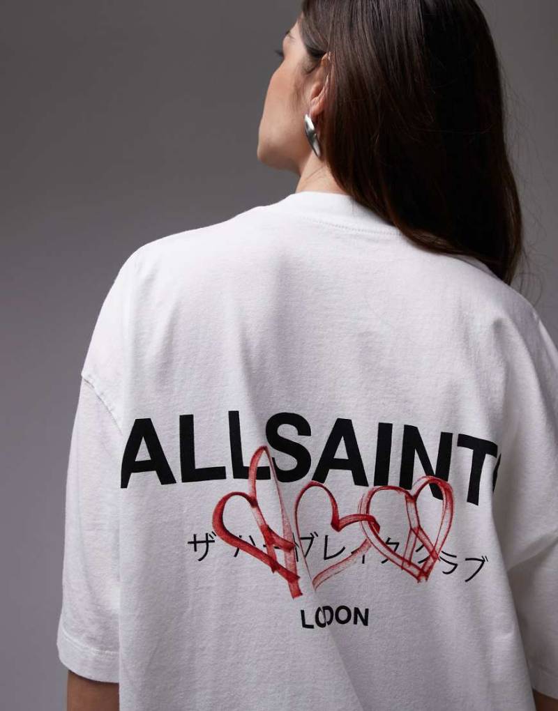 AllSaints - Amore - Oversize-T-Shirt in Weiß mit Rückenprint von AllSaints