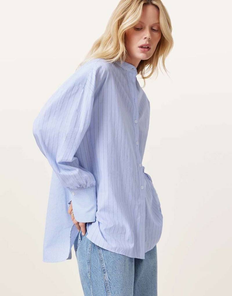 AllSaints - Ana - Gestreiftes Hemd in Pastellblau von AllSaints