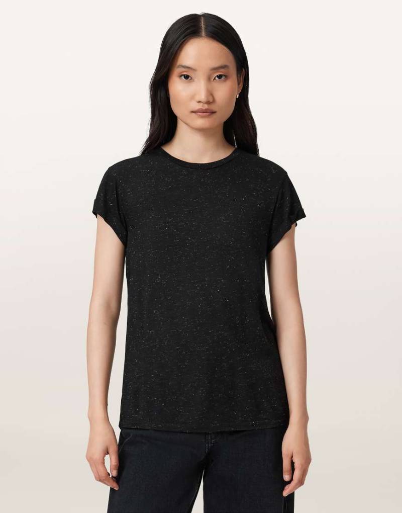 AllSaints - Anna - Schimmerndes T-Shirt in Schwarz von AllSaints