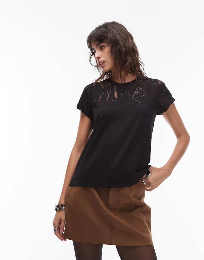 AllSaints - Anna - T-Shirt in Schwarz mit Schlangenmuster von AllSaints