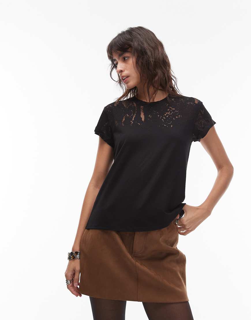 AllSaints - Anna - T-Shirt in Schwarz mit Schlangenmuster von AllSaints