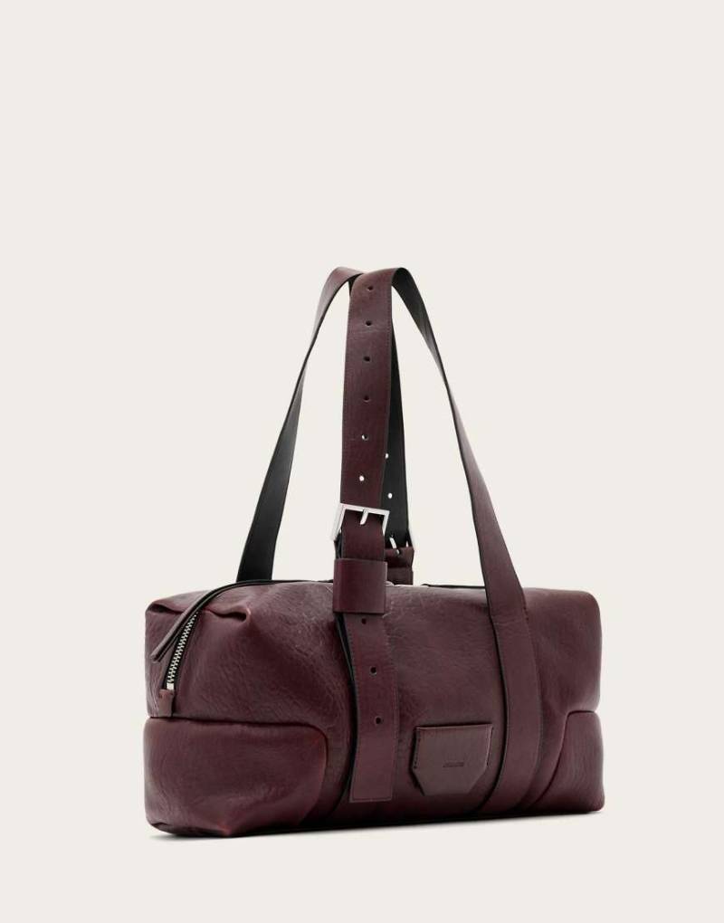 AllSaints - Ares - Schultertasche in Weinrot mit genarbter Schulter von AllSaints