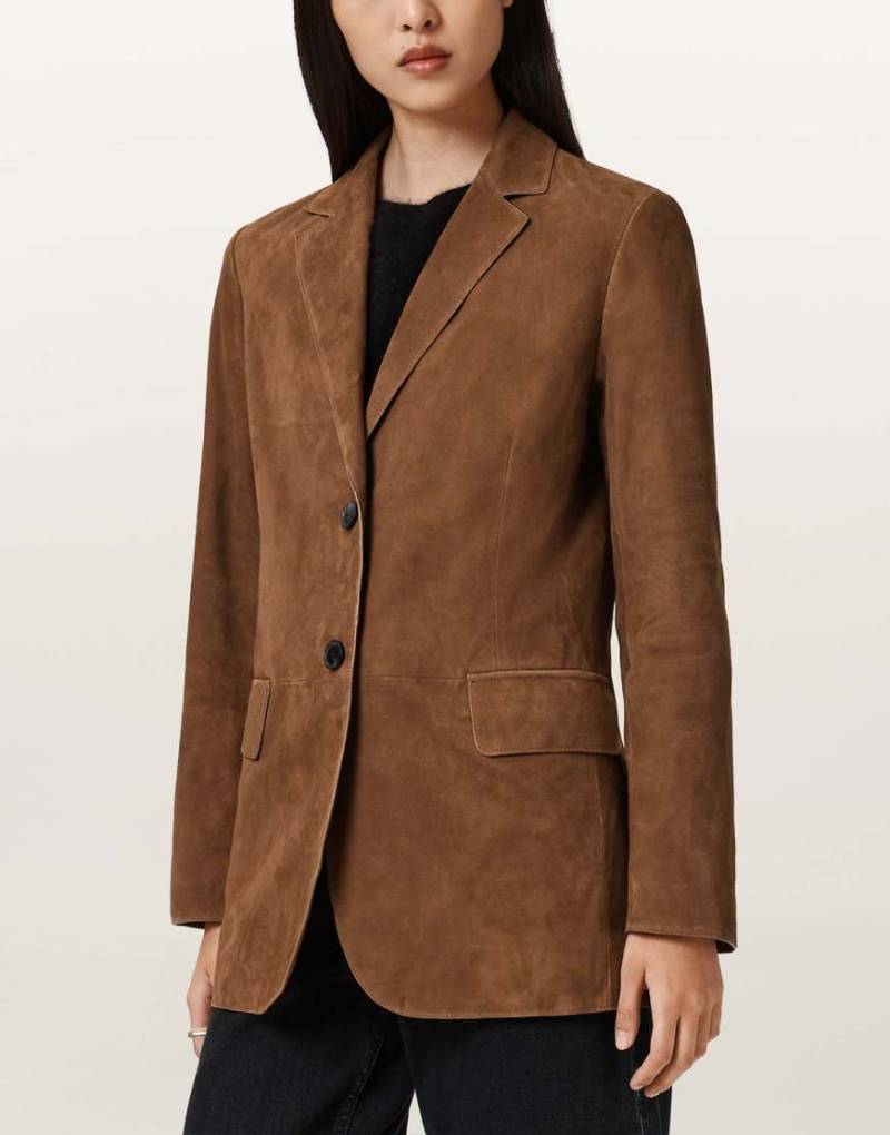 AllSaints - Arna - Wildleder-Blazer in Zuckerbraun-Brown von AllSaints