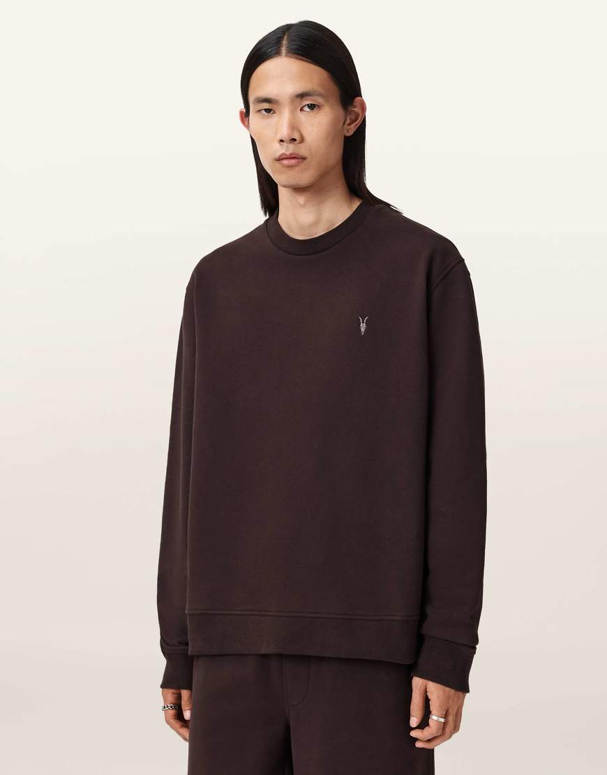 AllSaints - Asher - Sweatshirt in Pflaumenbraun mit Rundhalsausschnitt-Brown AllSaints - Asher - Sweatshirt in Pflaumenbraun mit Rundhalsausschnitt-Brown von AllSaints