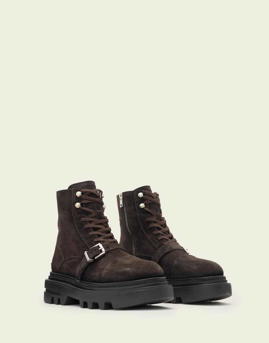 AllSaints - Astrid - Stiefel aus Wildleder in Bitterbraun-Brown von AllSaints