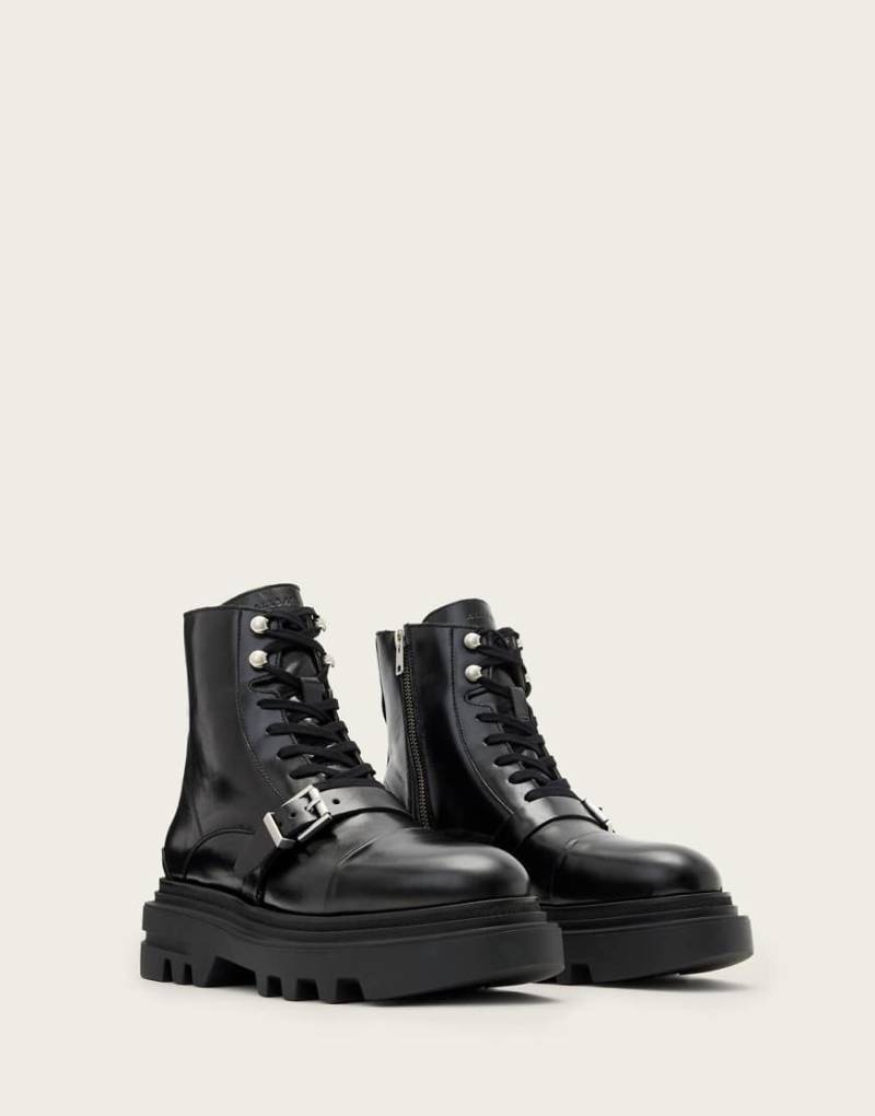 AllSaints - Astrid - Stiefel in glänzendem Schwarz von AllSaints