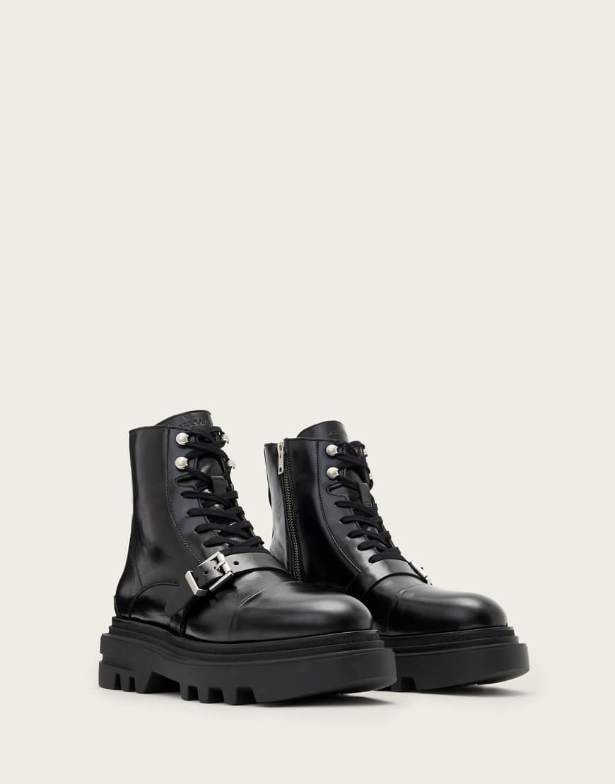 AllSaints - Astrid - Stiefel in glänzendem Schwarz von AllSaints