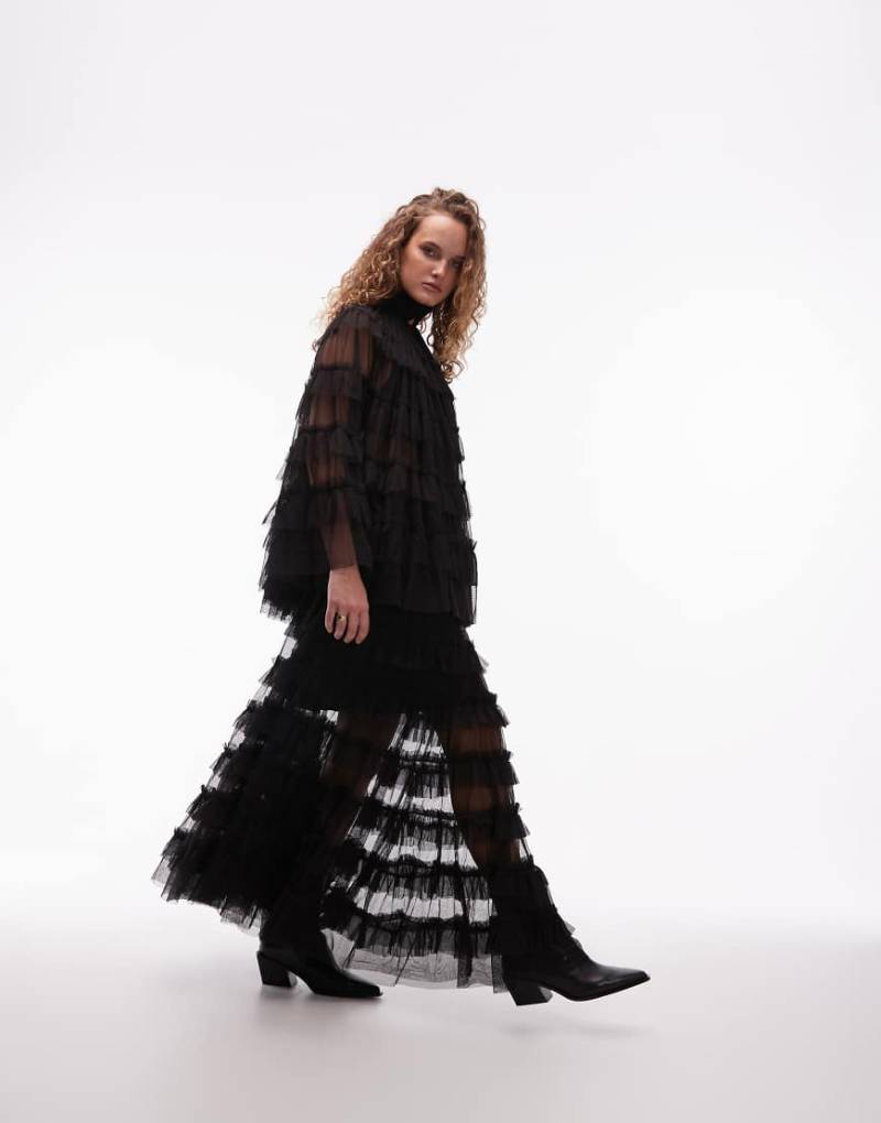 AllSaints - Aude - Maxirock in Schwarz mit Rüschen von AllSaints