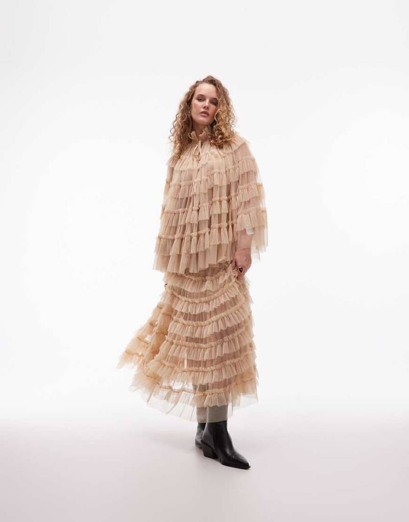 AllSaints - Aude - Maxirock in Zartrosa mit Rüschen von AllSaints