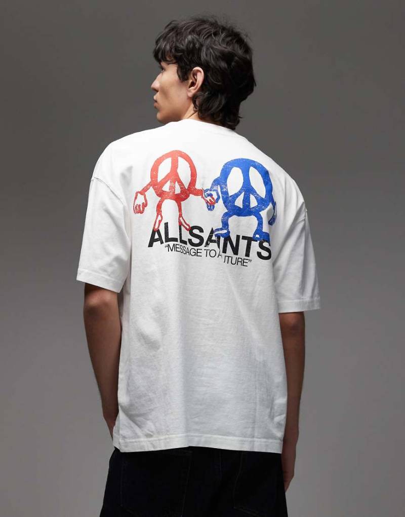AllSaints - Bedfellow - T-Shirt in Weiß mit Grafikprint von AllSaints