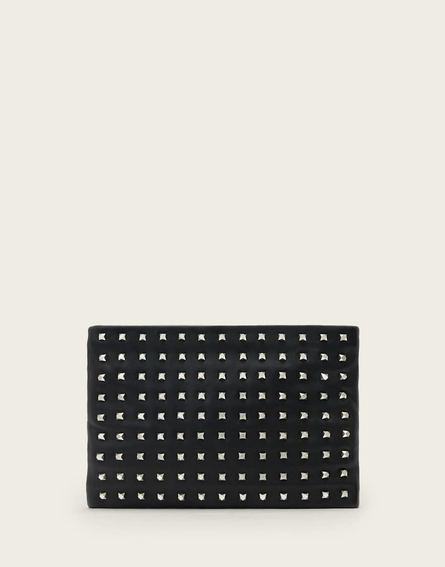 AllSaints - Bettina - Mit Nieten besetzte Clutch in Schwarz von AllSaints