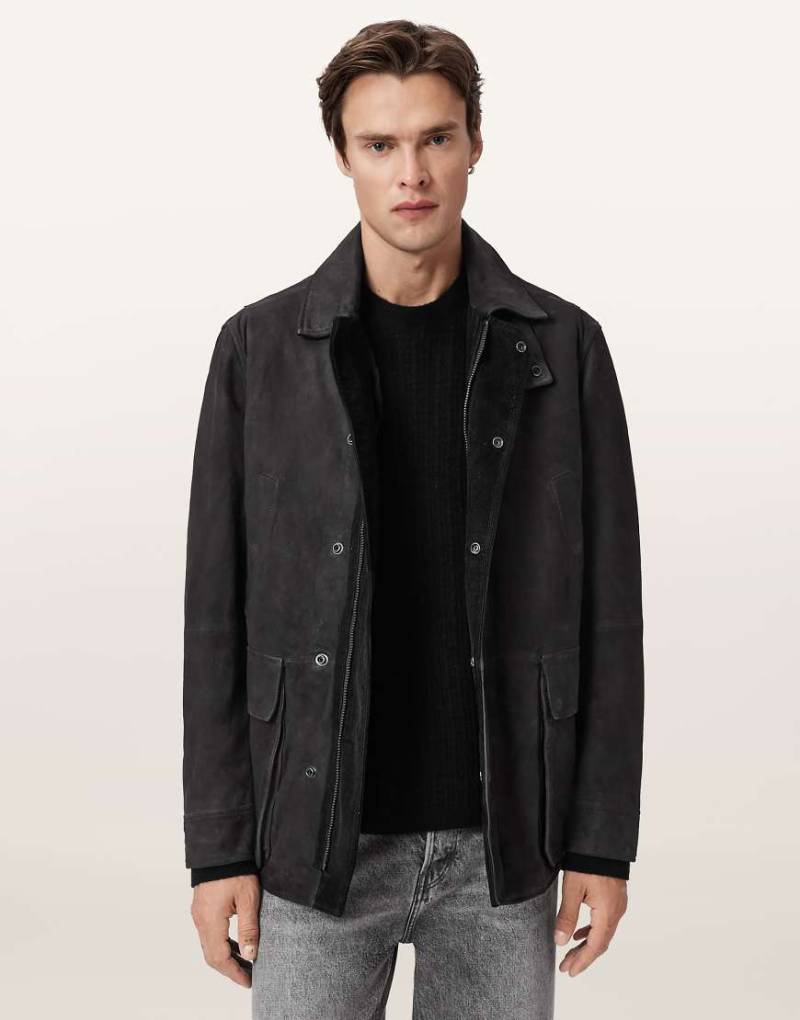 AllSaints - Bolton - Mantel in verwaschenem Schwarz von AllSaints