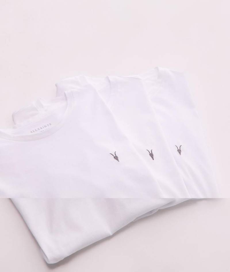 AllSaints - Brace - 3er-Pack T-Shirts aus gebürsteter Baumwolle in Weiß von AllSaints