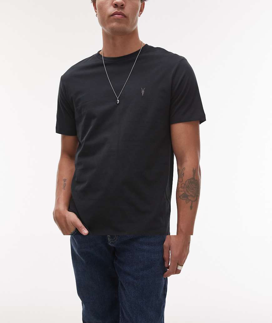 AllSaints - Brace - 3er-Pack T-Shirts in Schwarz aus gebürsteter Baumwolle von AllSaints