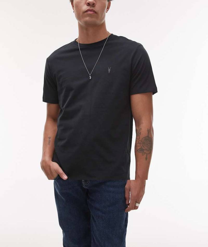 AllSaints - Brace - 3er-Pack T-Shirts in Schwarz aus gebürsteter Baumwolle von AllSaints