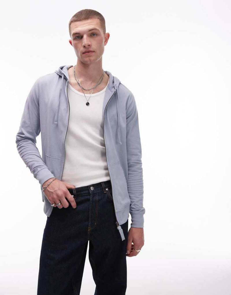 AllSaints - Brace - Kapuzenpullover in Weidenblau von AllSaints