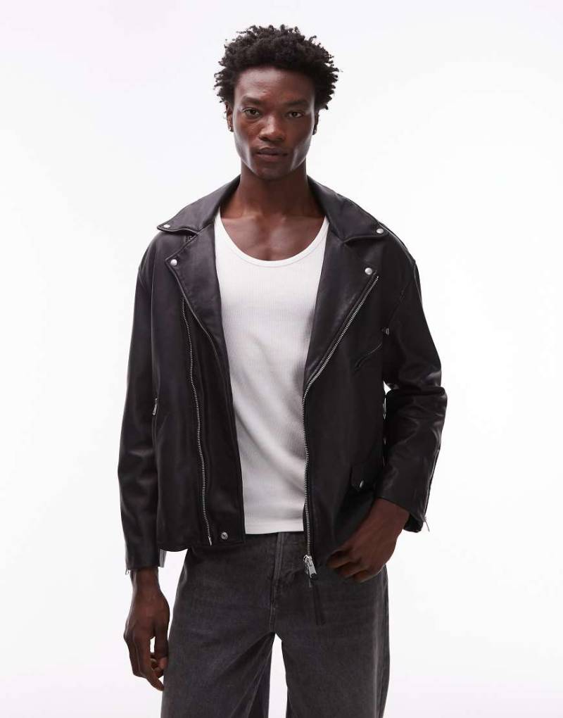 AllSaints - Bradford - Jacke aus Leder in Schwarz von AllSaints