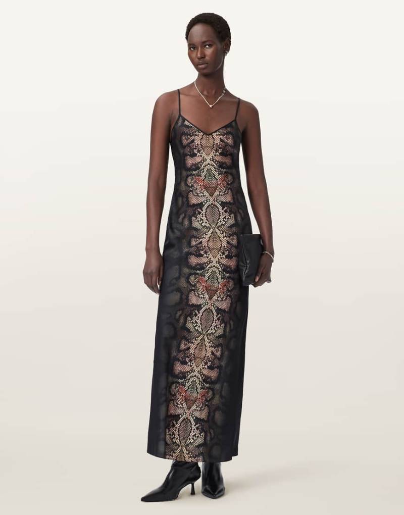 AllSaints - Bryony - Maxikleid in Ophis-Schwarz von AllSaints