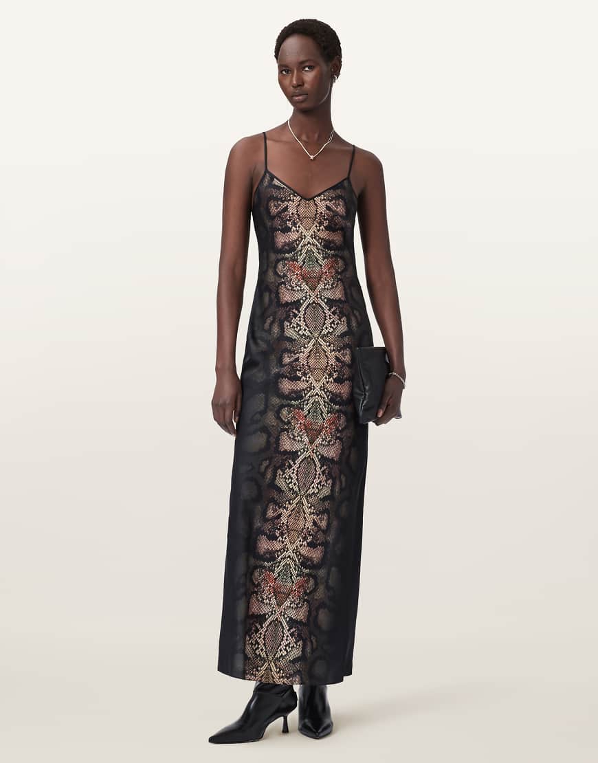 AllSaints - Bryony - Maxikleid in Ophis-Schwarz von AllSaints