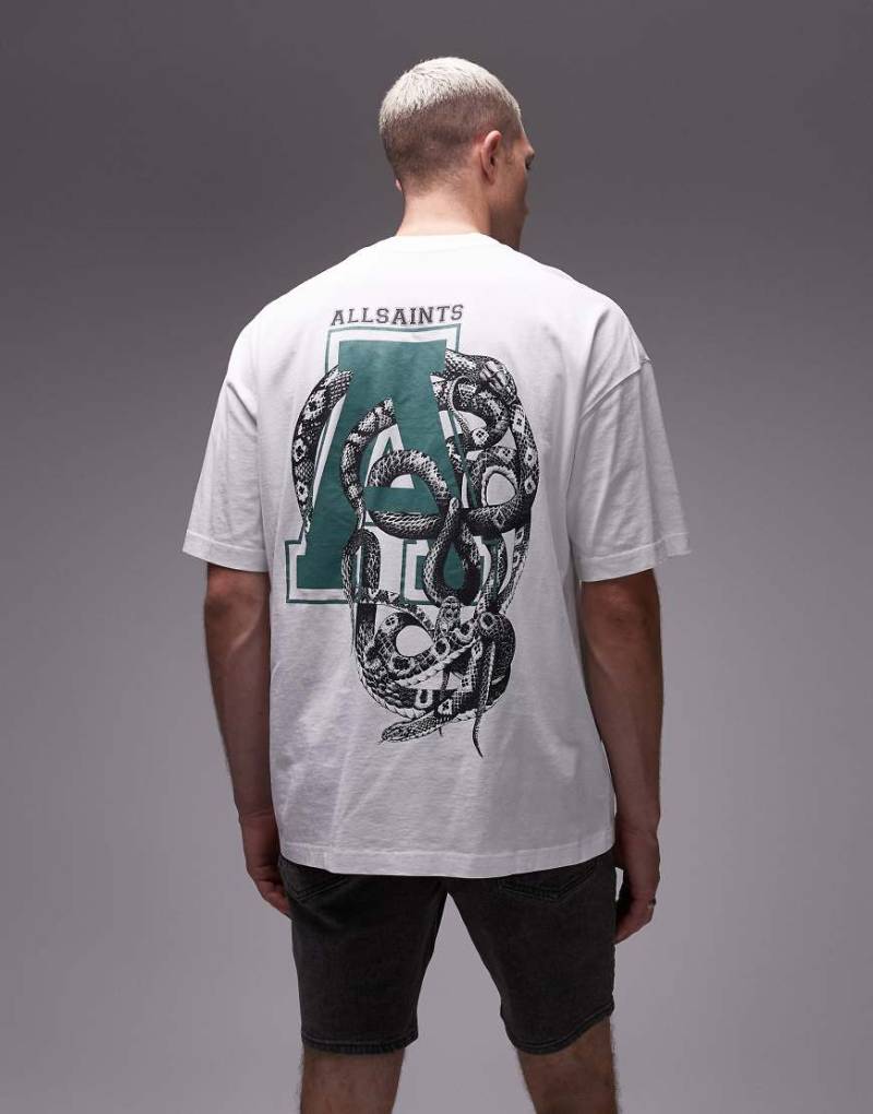 AllSaints - Caduceus - T-Shirt in Aschweiß mit Motiv von AllSaints