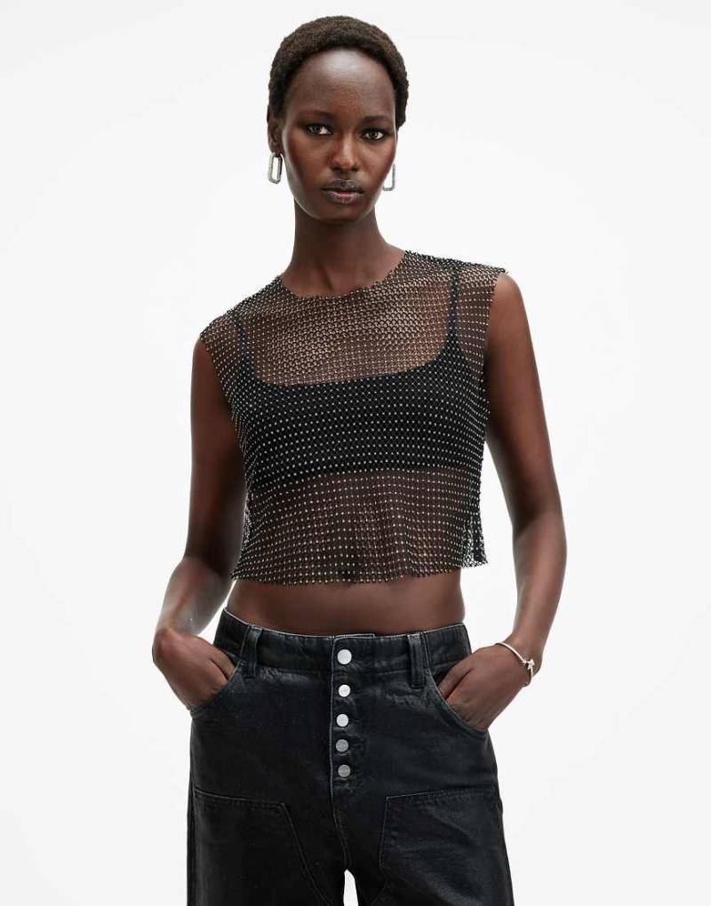 AllSaints - Calytrix - Glitzerndes Tanktop in Schwarz AllSaints - Calytrix - Glitzerndes Tanktop in Schwarz von AllSaints