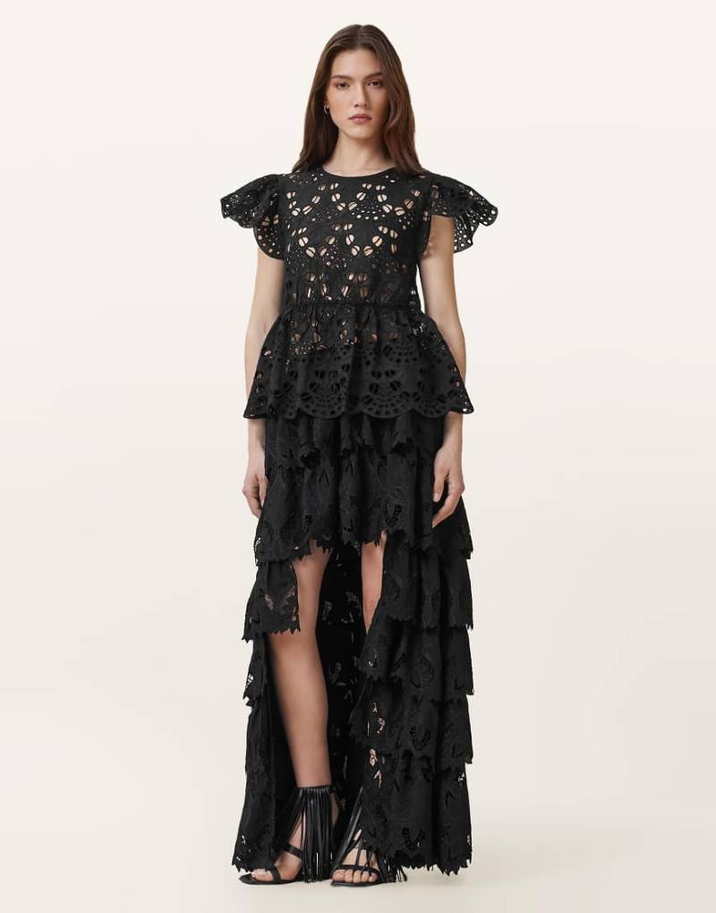 AllSaints - Cavarly - Bestickter Rock in Schwarz von AllSaints