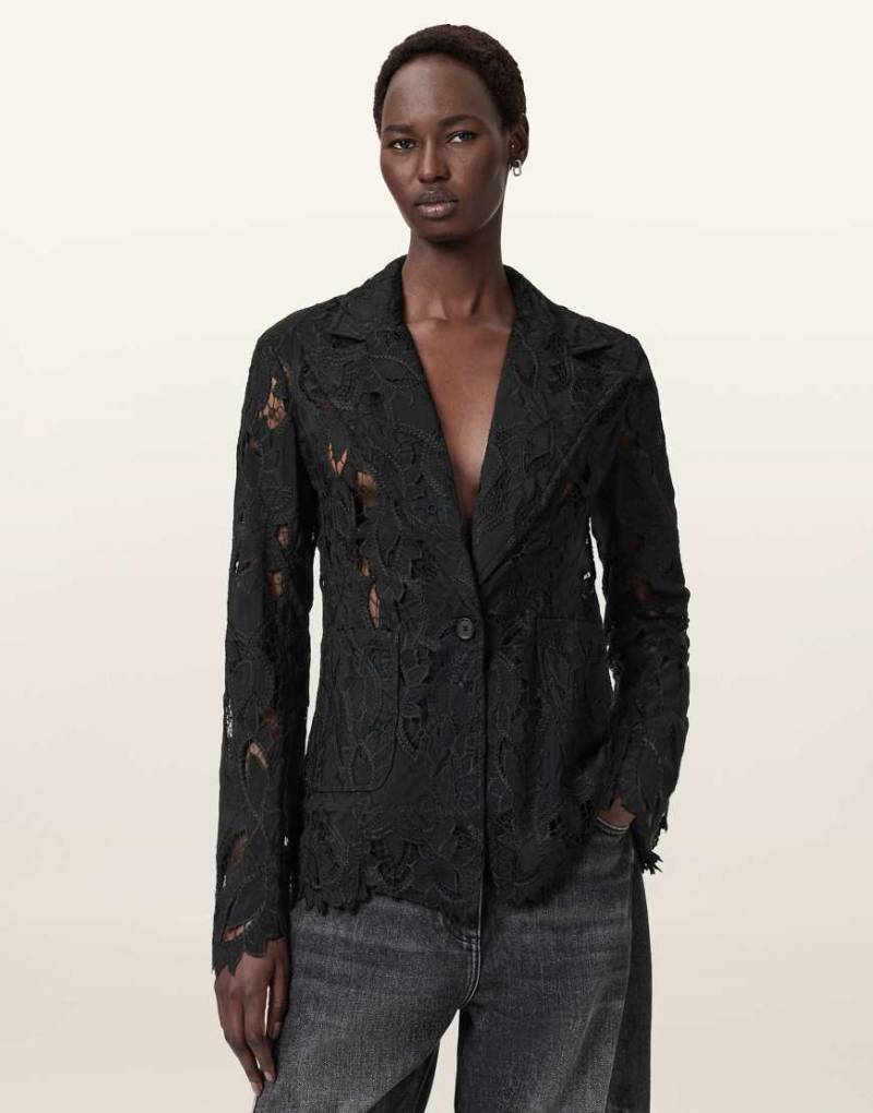 AllSaints - Charli - Bestickte Jacke in Schwarz von AllSaints