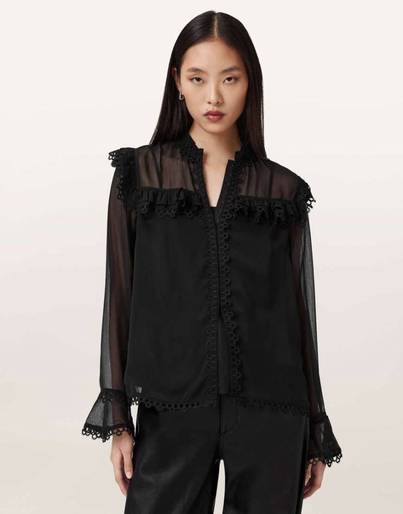 AllSaints - Ciara - Hemd in Schwarz von AllSaints