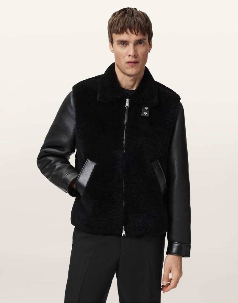 AllSaints - Conyer - Jacke aus Lammfell in Schwarz von AllSaints