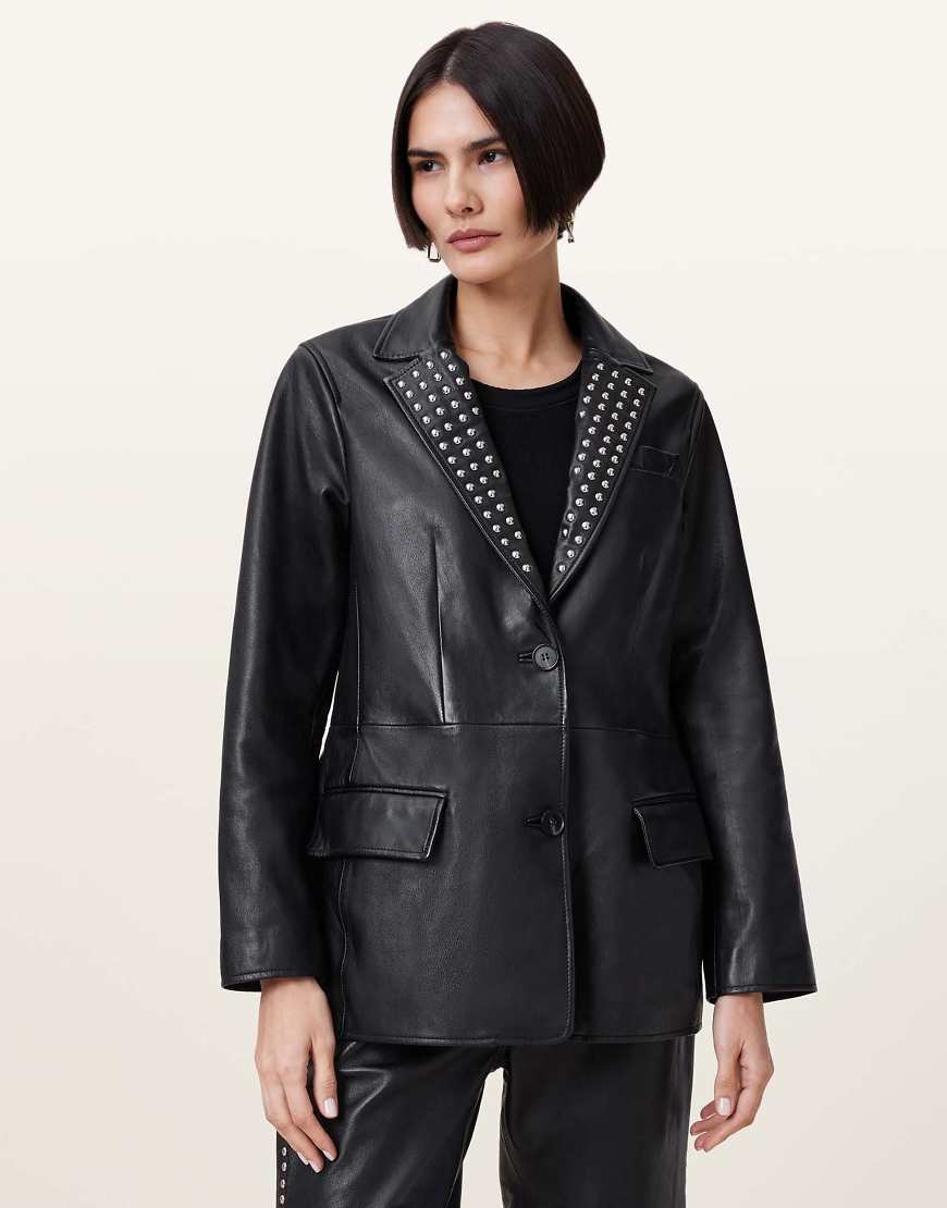 AllSaints - Corinna - Nieten-Blazer in Schwarz von AllSaints