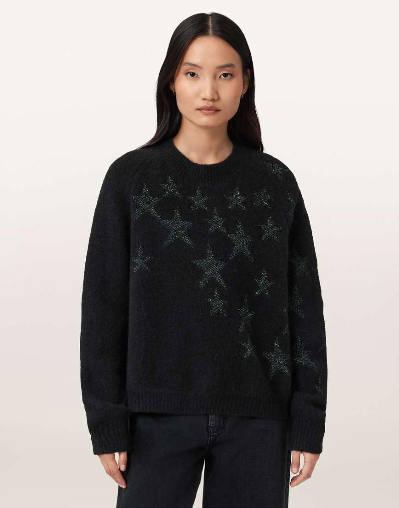 AllSaints - Cosmos - Pullover in Schwarz/Grün-Bunt von AllSaints