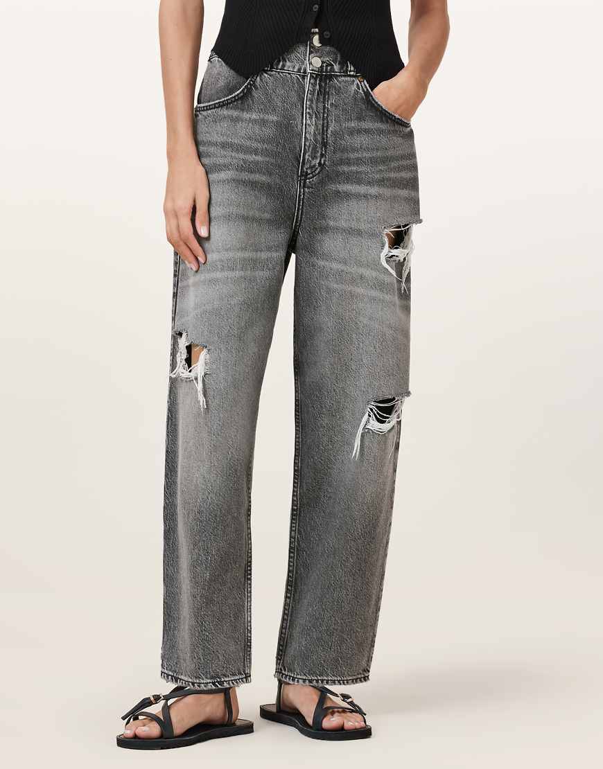 AllSaints - Daisy - Schmal zulaufende Jeans in verwaschenem Grau von AllSaints