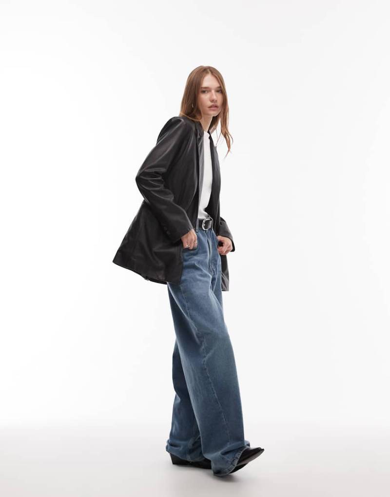 AllSaints - Deri - Leder-Blazer in Schwarz von AllSaints