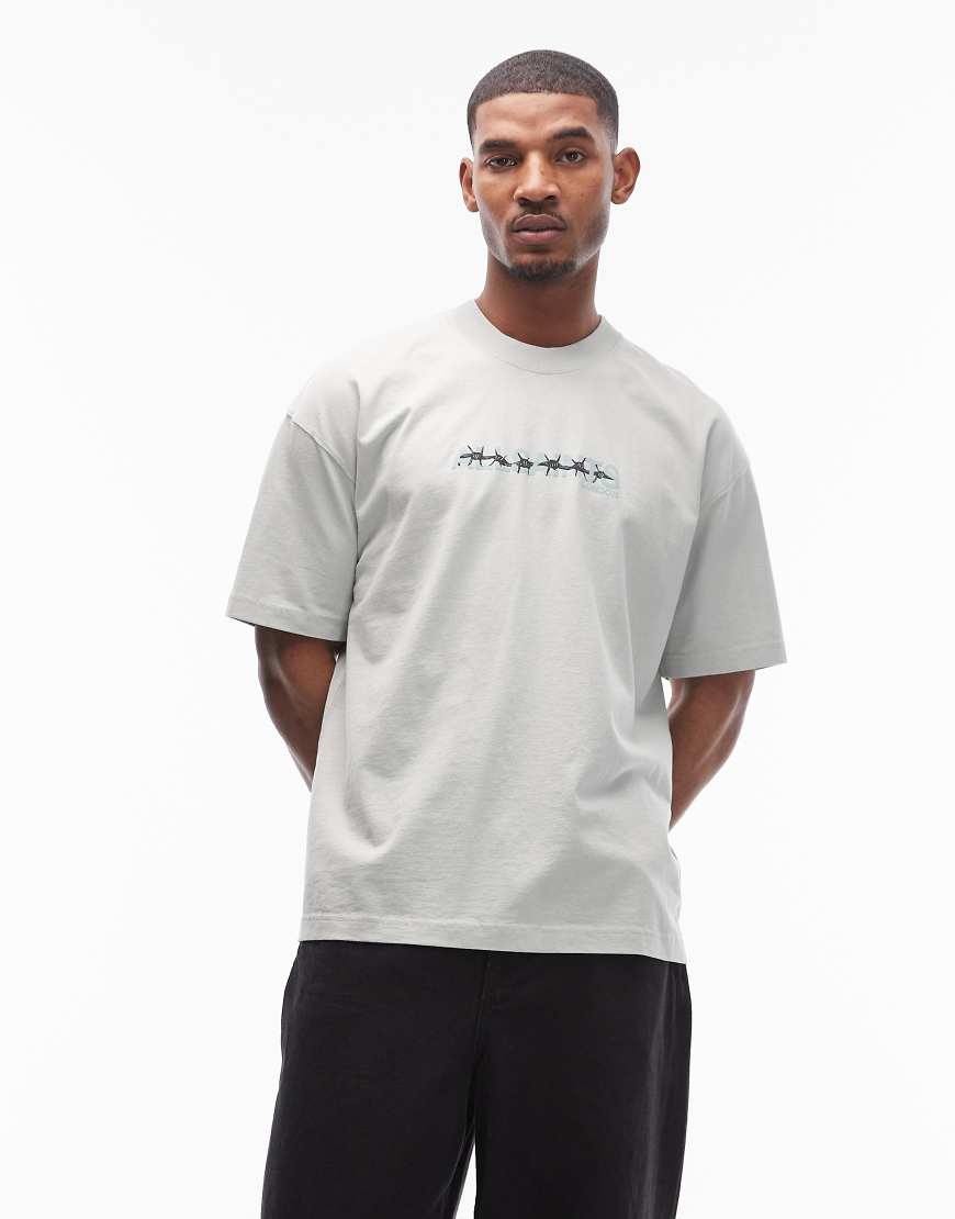 AllSaints - Deterent - T-Shirt in Hellgrün mit Print von AllSaints